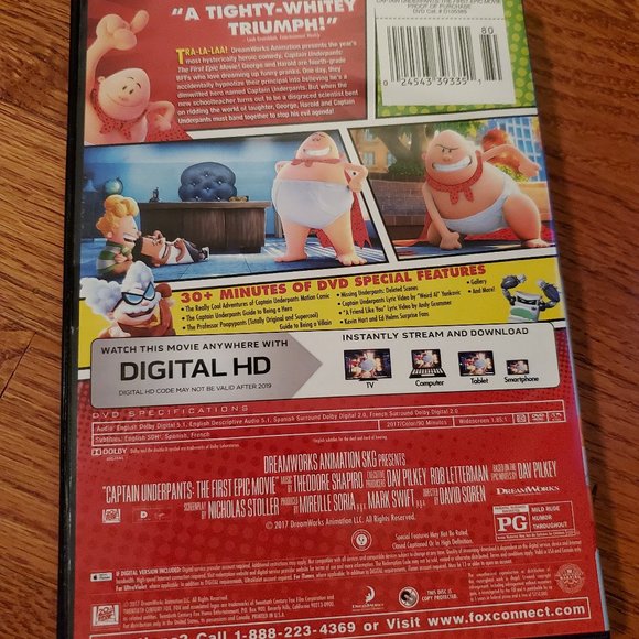 Dreamworks | Media | Captain Underpants Dvd | Poshmark